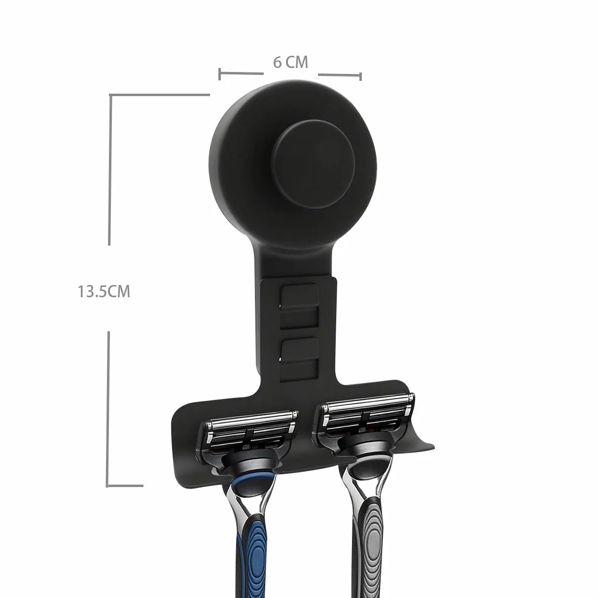 3-Hook Suction Cup Razor Holder for Shower – Stainless Steel Shower Razor Holder Peaceful Pleasures Health and Wellness Long-Black