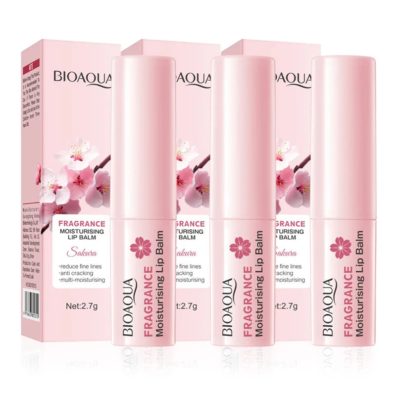 BIOAQUA Sakura Cherry Blossom Moisturizing Lip Balm 1/2/3 Pack