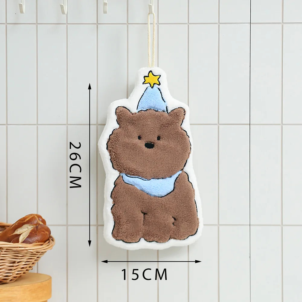 Cute Cartoon Dog Coral Fleece Hand Towel – Kitchen & Bathroom Hand Towel Peaceful Pleasures Health and Wellness