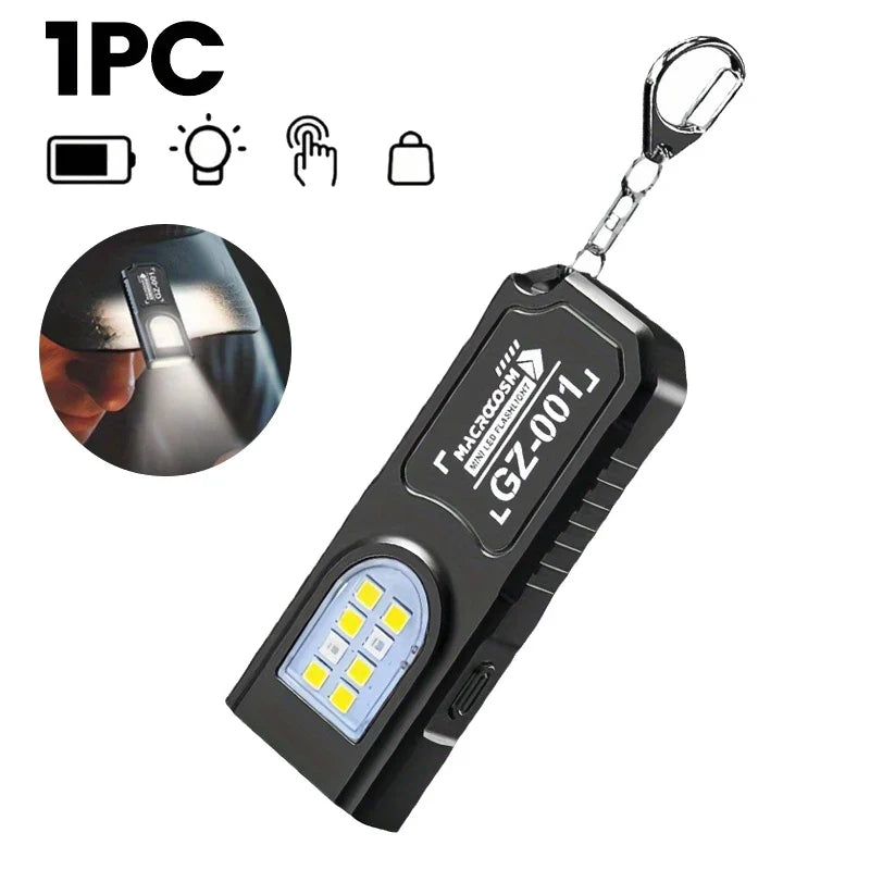 Mini LED Keychain Flashlight 550LM Type-C Rechargeable Magnetic Torch
