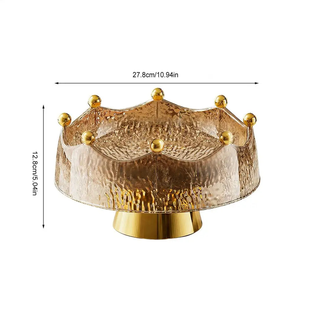 Luxury Fruit Bowl with 8 Forks | Golden Decorative Serving Tray