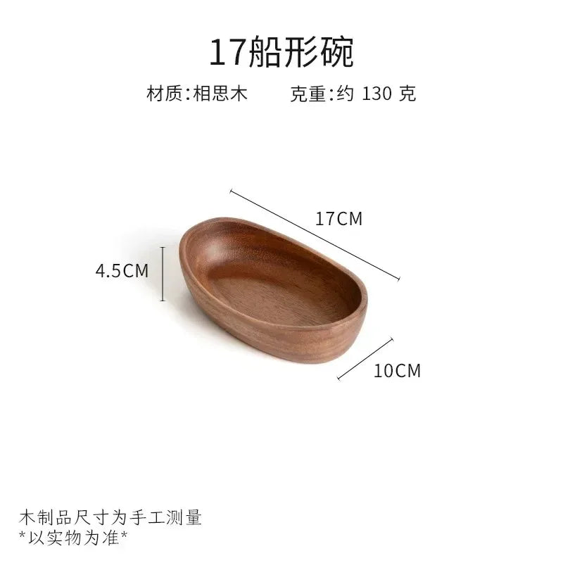 Solid Walnut Wood Boat-Shaped Serving Bowl & Fruit Plate | Premium Dry Fruit, Sushi, Nut & Tea Tray