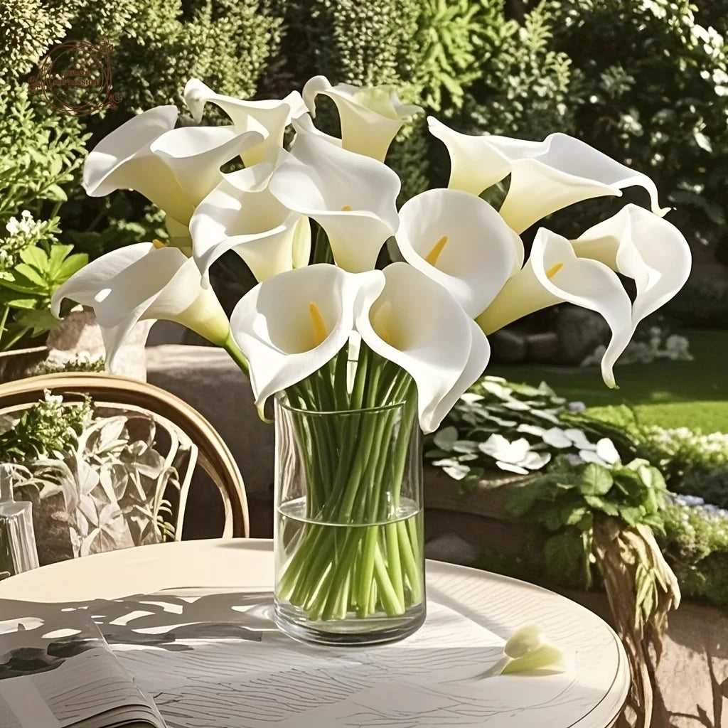 13pc Artificial Calla Lily Bouquet – PU Touch Wedding & Home Décor