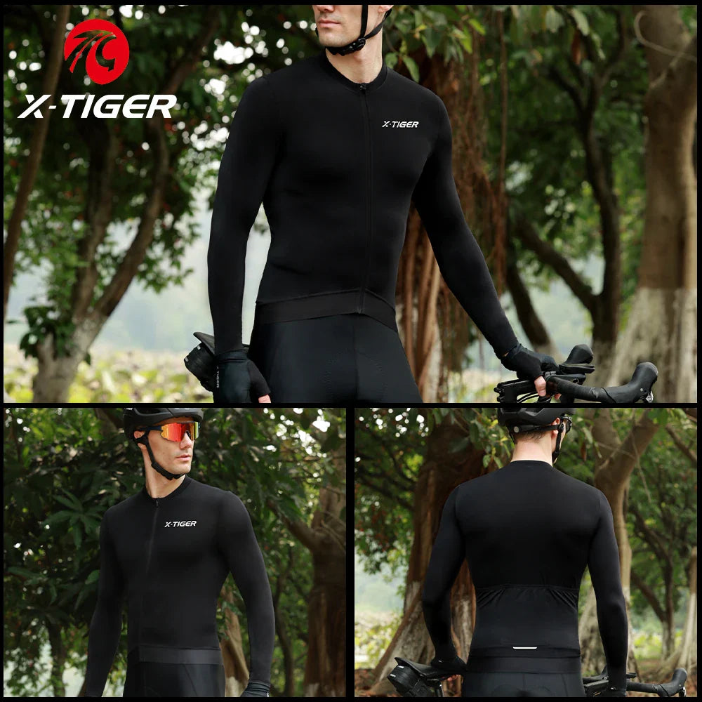 X-TIGER Thermal Fleece Winter Cycling Jersey – Windproof MTB