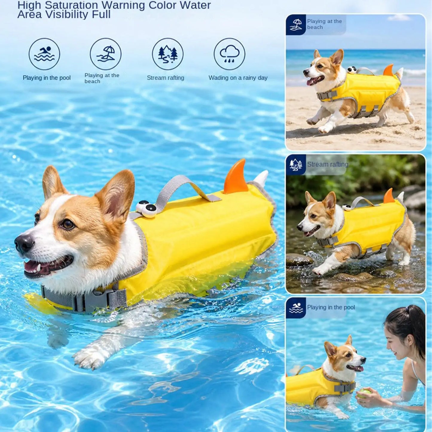 Dog Life Jacket Adjustable High Buoyancy Waterproof Dog Floating Vest Water Jacket For Puppy Small Medium Pet Pool Outdoor Lake Peaceful Pleasures Health and Wellness