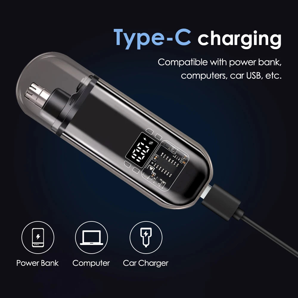 Portable Electric Nose Hair Trimmer USB Rechargeable Safety No Harming the Nasal Cavity Lips & Eyebrow Cutter for Women & Men Peaceful Pleasures Health and Wellness