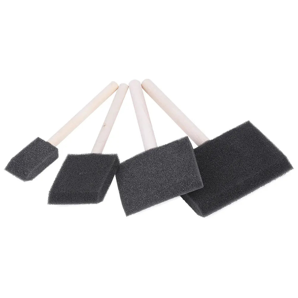 4-Piece Sponge Foam Paint Brush Set | Wooden Handle Foam Paint Brush Set Peaceful Pleasures Health and Wellness