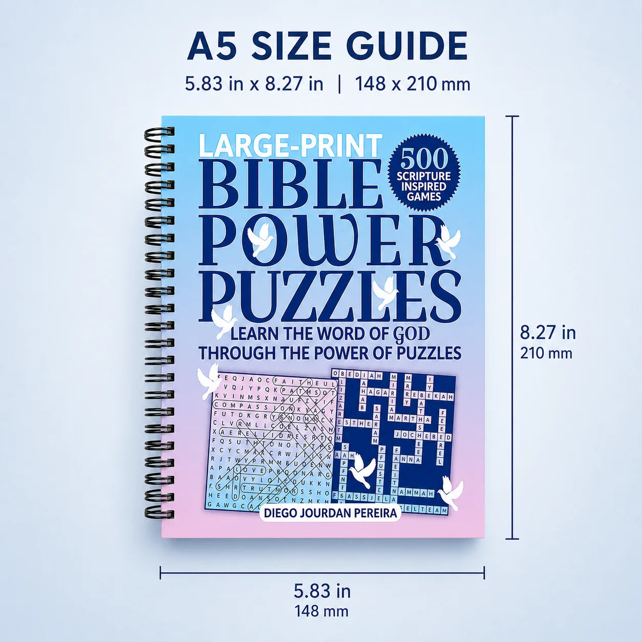 Large-print Bible Power Puzzles A5 Spiral Activity Book 500