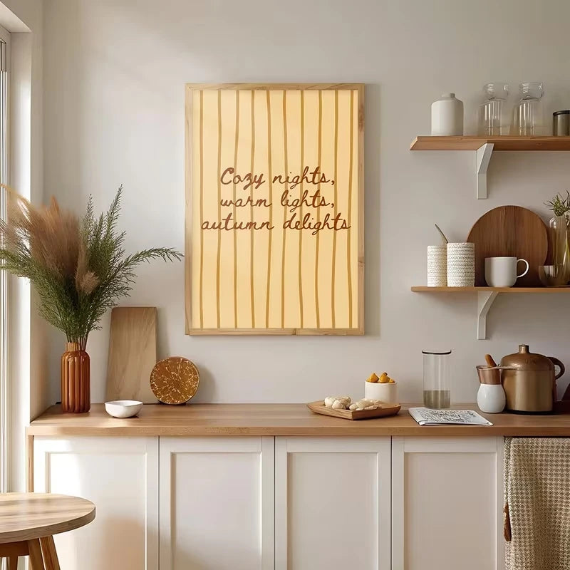 Warm Lights & Cozy Nights Minimalist Canvas Wall Art Print