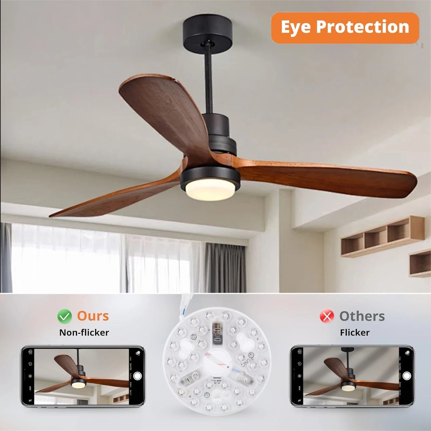 5.3 Inch LED Light Retrofit Kit Ceiling Fan LED Light Replacement Uniform Illumination 95 To 265V 3000K 4200K 6500K for Indoor Peaceful Pleasures Health and Wellness