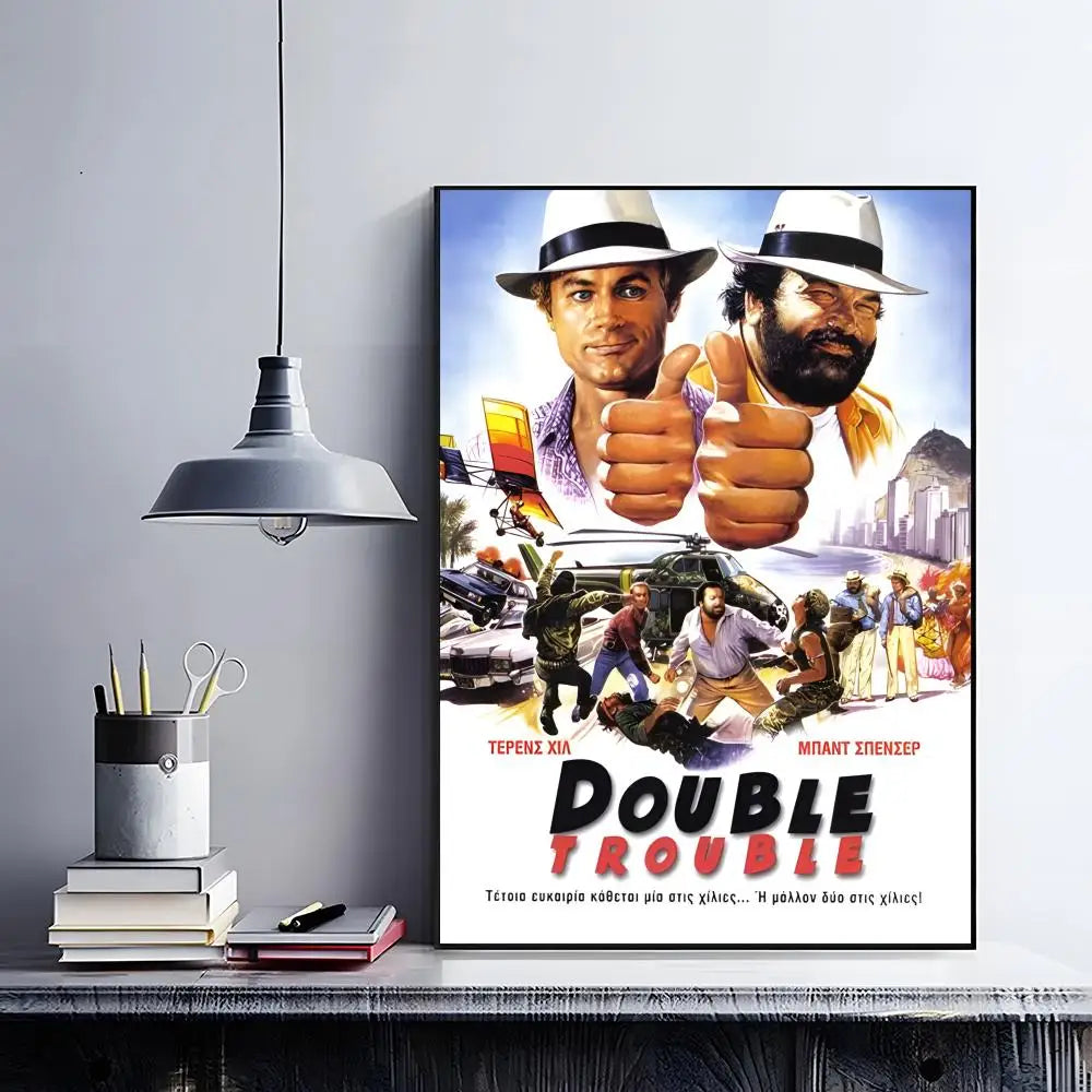 Terence Hill & Bud Spencer HD Wall Poster | Self-Adhesive PVC Art Wall Art Poster Peaceful Pleasures Health and Wellness z7 40X50cmNoframe