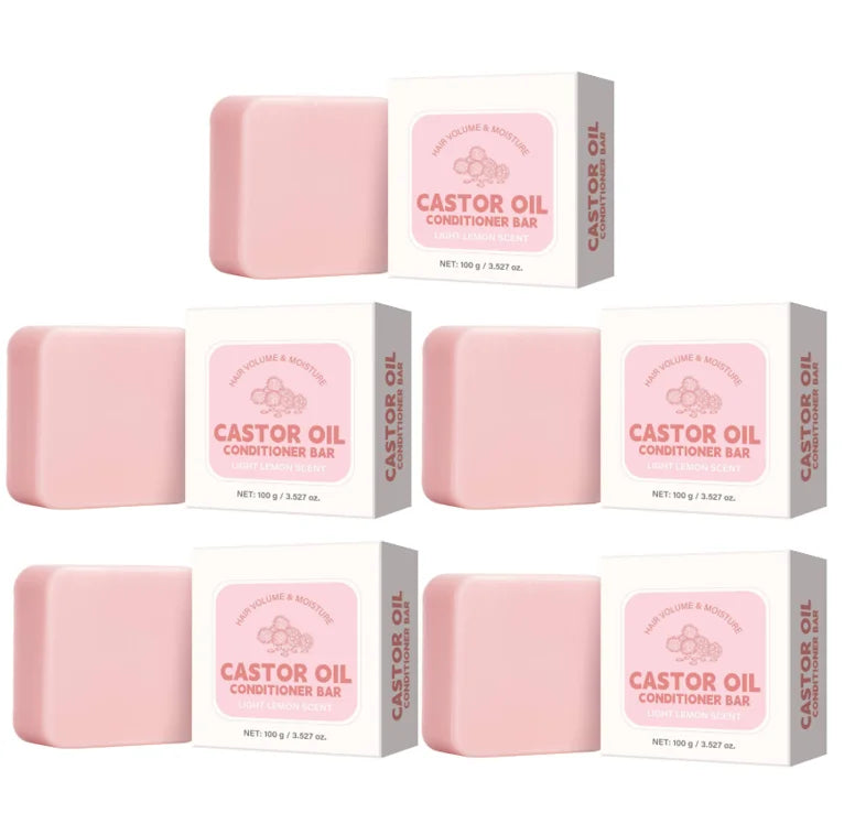 Castor Oil Conditioner Soap Bar,Moisturizing Nourishing Solid Shampoo,Strengthen Hair Roots Care,For Dry Frizzy Damaged Hair Peaceful Pleasures Health and Wellness Hair Soap 5pcs