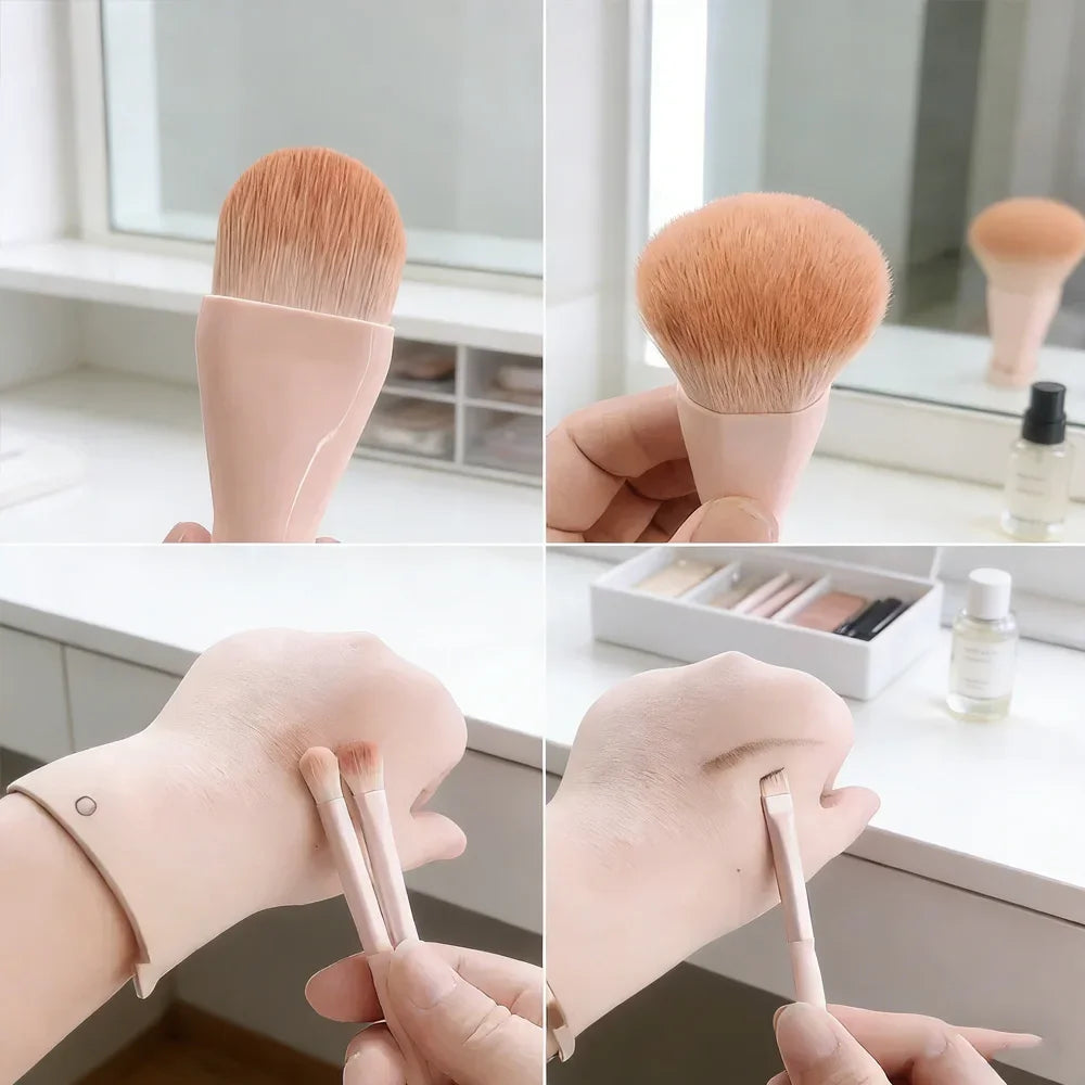 5Pcs Portable Makeup Brush Set With Mirror - Foldable Travel Kit ，Mini Makeup Brush Set Travel Makeup Brush Set Peaceful Pleasures Health and Wellness