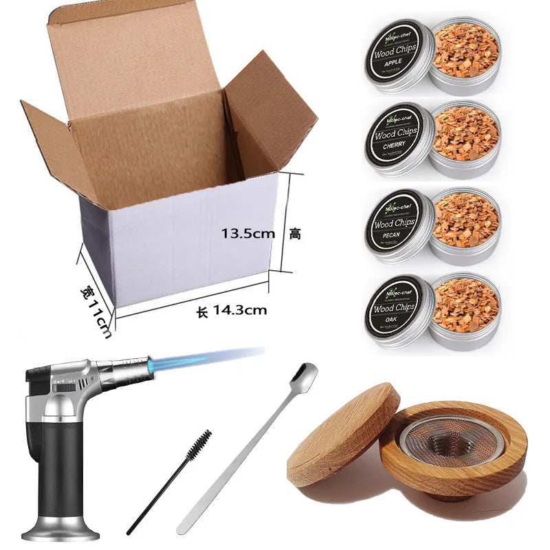 Whiskey Smoke Cocktail Accessories Smoking Wood Chips Cigar Lighter Base Food Steak Beverage Father's Gift Customized Flavors Peaceful Pleasures Health and Wellness