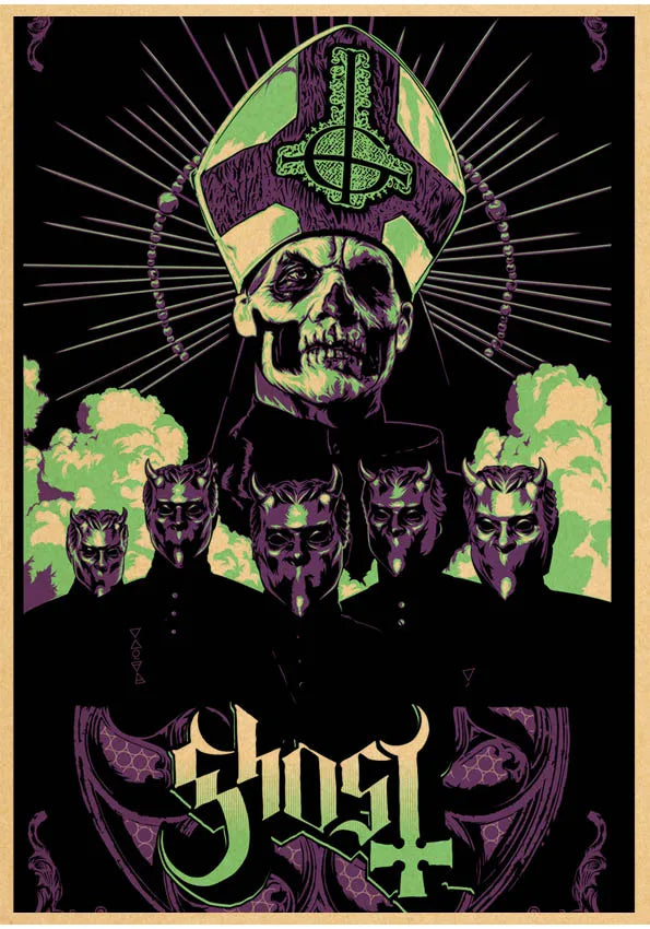 Ghost Band Retro Abstract Canvas Poster | Bar & Café Wall Art