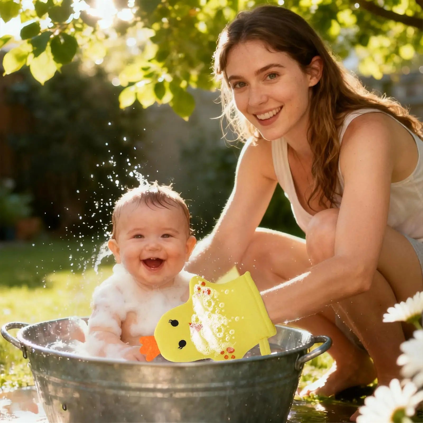 Baby & Adult Bath Shower Gloves Set of 5 – Soft Non-Slip Baby Bath Mitt Set Peaceful Pleasures Health and Wellness
