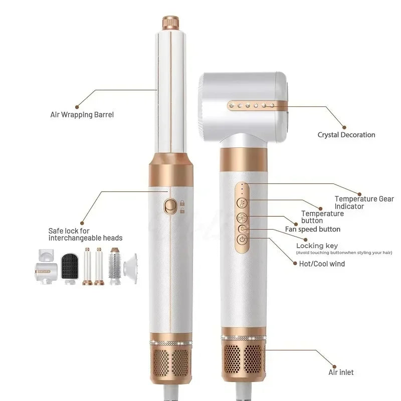 URGGU 7-in-1 Hair Dryer & Styler 1400W – Curl, Dry & Straight