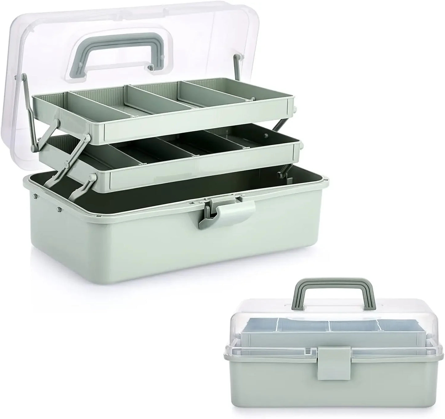 3-Layer Adjustable Storage Box with Handles – Haze Green Peaceful Pleasures Health and Wellness United States