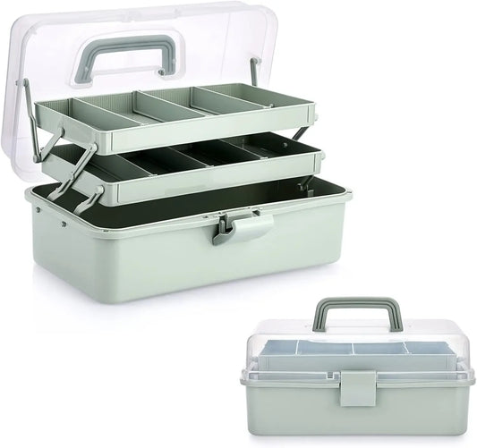 3-Layer Adjustable Storage Box with Handles – Haze Green Peaceful Pleasures Health and Wellness United States