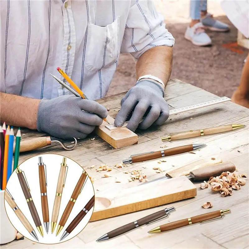 12-Piece 8mm Wood Turning Retractable Click Pen Kit with Refills