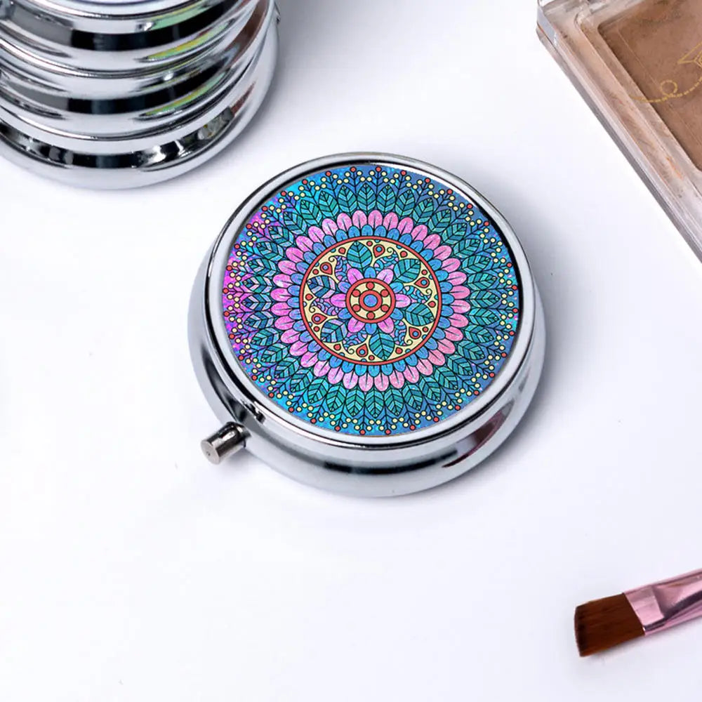 Portable 3 Cell Metal Pill Boxes Stainless Steel Round Pill Boxes Medicine Organizer Container Medicine Case Splitters Pill Box Peaceful Pleasures Health and Wellness