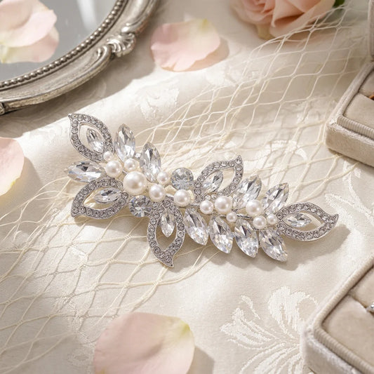 Bridal Rhinestone Pearl Hair Clip Alloy Comb Shaped Accessory With Crystal And Pearl Decoration For Wedding Dress Peaceful Pleasures Health and Wellness