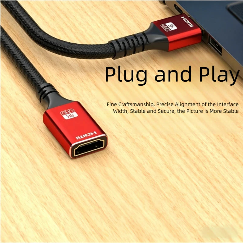 48Gbps HDMI-compatible Cable 8K 60Hz Male to Female HDR HDMI-compatible 2.1 Cable 4K 120Hz HDR 3D Effect Video Cable for PC Peaceful Pleasures Health and Wellness