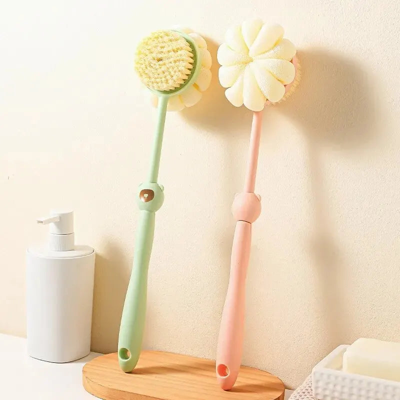 Double-Sided Silicone Body Brush | Long Handle Back Scrubber