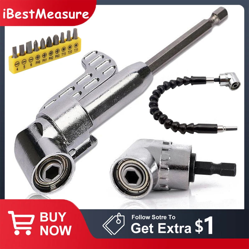 105 Degree Right Angle Drill Adapter Flexible Shaft Extension Bit for Screwdriver Hand Tools Magnetic Bit Socket Power Drill Peaceful Pleasures Health and Wellness