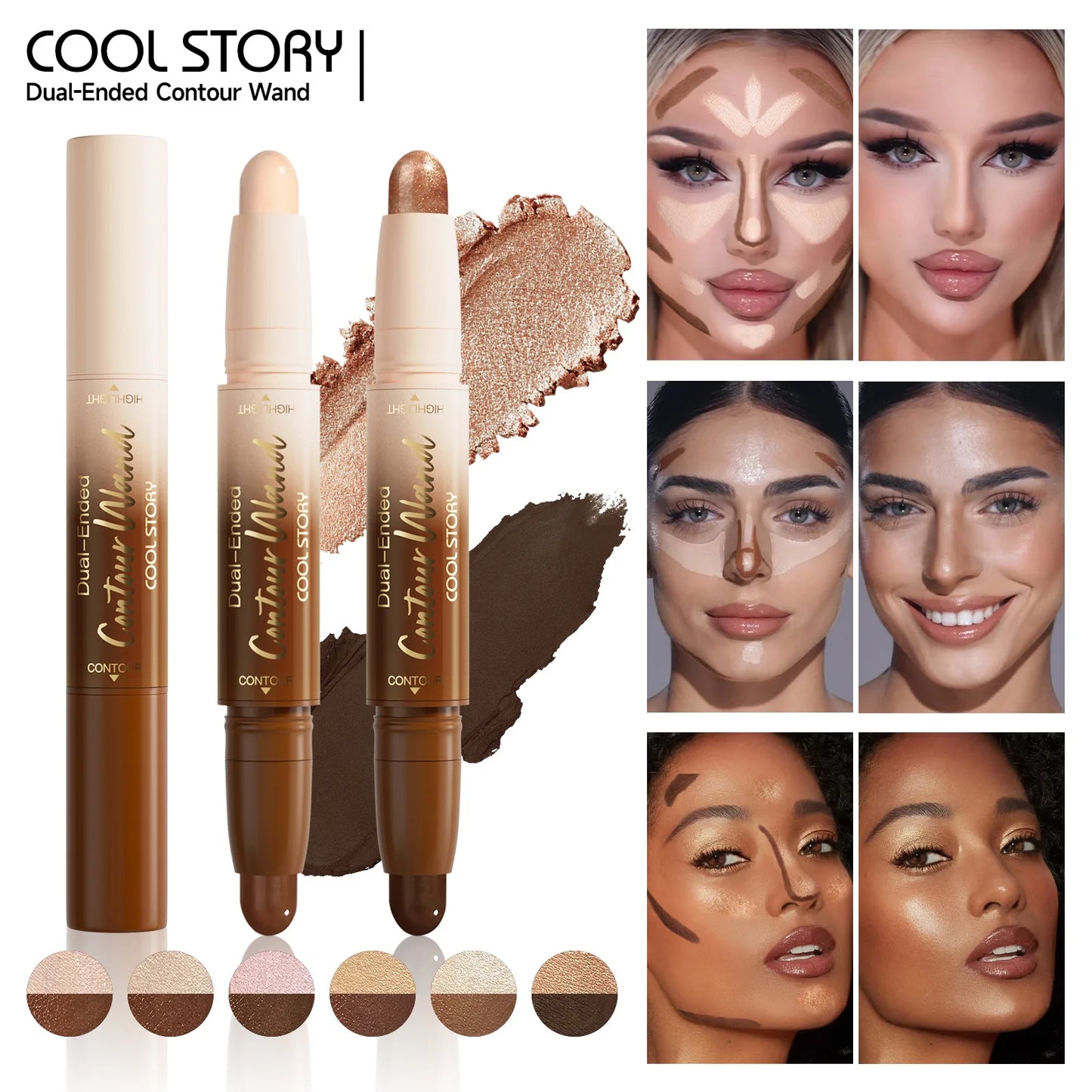 2-in-1 Glitter Highlighter & Contour Stick | Long-Lasting Makeup