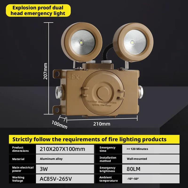 2-in-1 LED Explosion-Proof Emergency Light | Dual Head IP65
