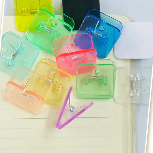 6pcs Mini Simple Cute Square Transparent Acrylic Clip Study Material Test Paper Storage Binder Clip Office Documents Paper Clamp Peaceful Pleasures Health and Wellness