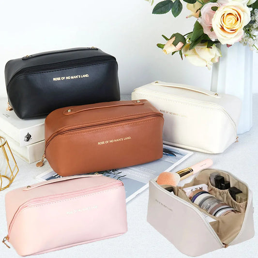 Large Waterproof Travel Cosmetic Bag with Partition & Handle Travel Cosmetic Bag Peaceful Pleasures Health and Wellness
