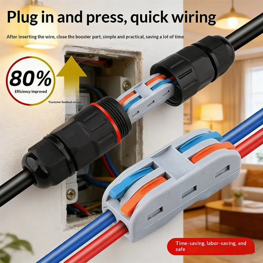 IP68 Waterproof Cable Connector 2-In 2-Out Quick Terminal Block Waterproof Wire Connector Peaceful Pleasures Health and Wellness