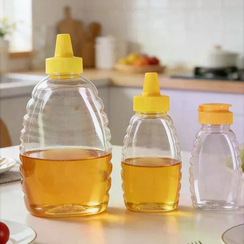 Reusable Clear Squeeze Honey Bottle with Lid | Plastic Dispenser