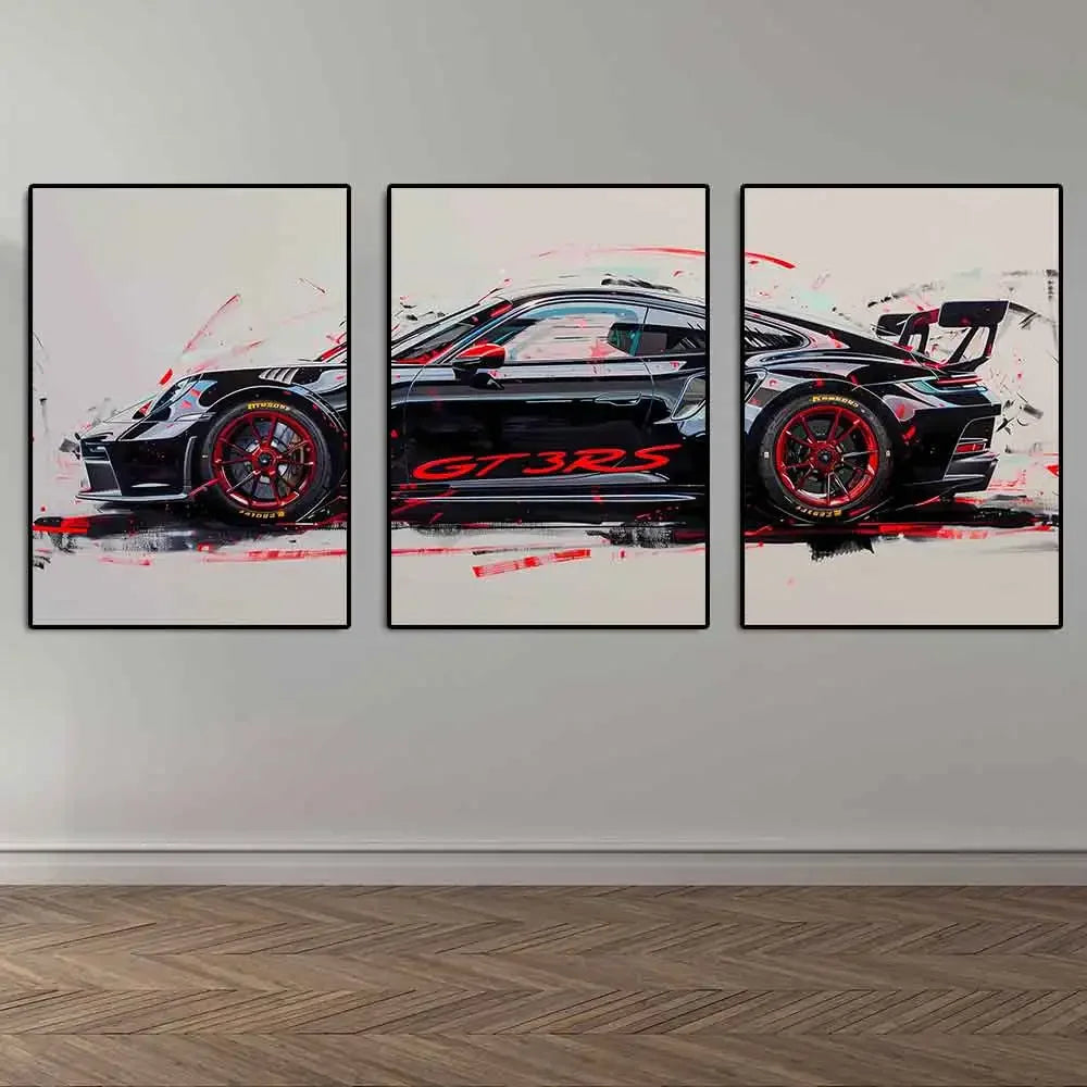 Fashionable Popular Super Sports Car GT3 RS Graffiti Wall Art, HD Canvas Print Poster, Home, Living Room, Room Decoration Peaceful Pleasures Health and Wellness