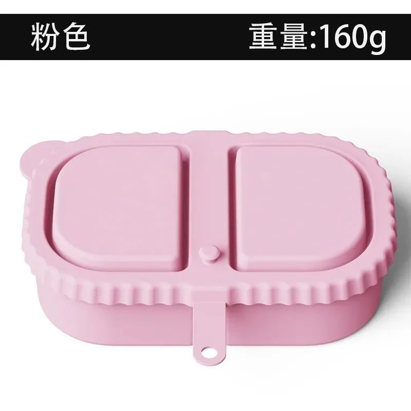 Silicone Double Compartment Seasoning Box, Sauce Snack Container, Portable Packaging with Lid, Foldable Storage Box Peaceful Pleasures Health and Wellness Pink