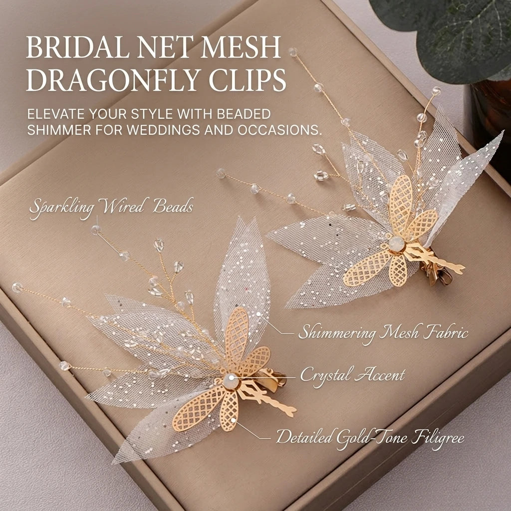 Crystal Butterfly Hair Clips Pair Alloy Mesh Rhinestone Design For Wedding Party Daily Use Peaceful Pleasures Health and Wellness