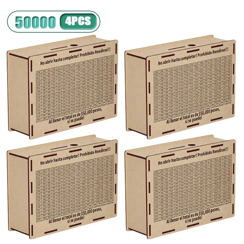 Wooden Money Savings Box – Kids Piggy Bank USD/Euro Style
