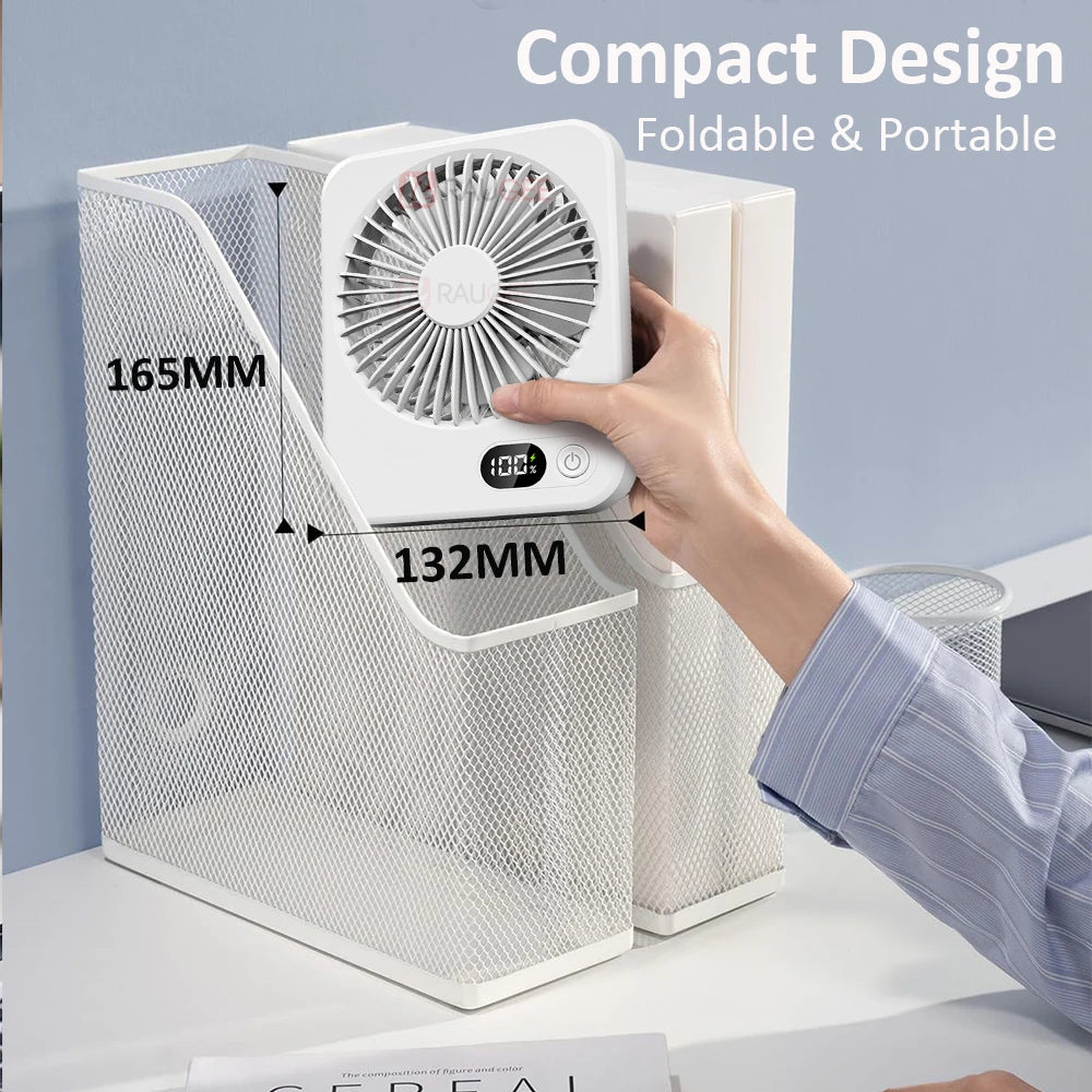 Mini Portable Desk Fan USB Rechargeable Foldable Table Fan Camping Ceiling Fan 5 Speed Wind Air Circulation Wall Hanging Fan Peaceful Pleasures Health and Wellness