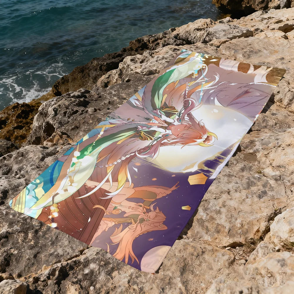 Genshin Impact Zibai Quick-Dry Beach Towel | Soft Microfiber