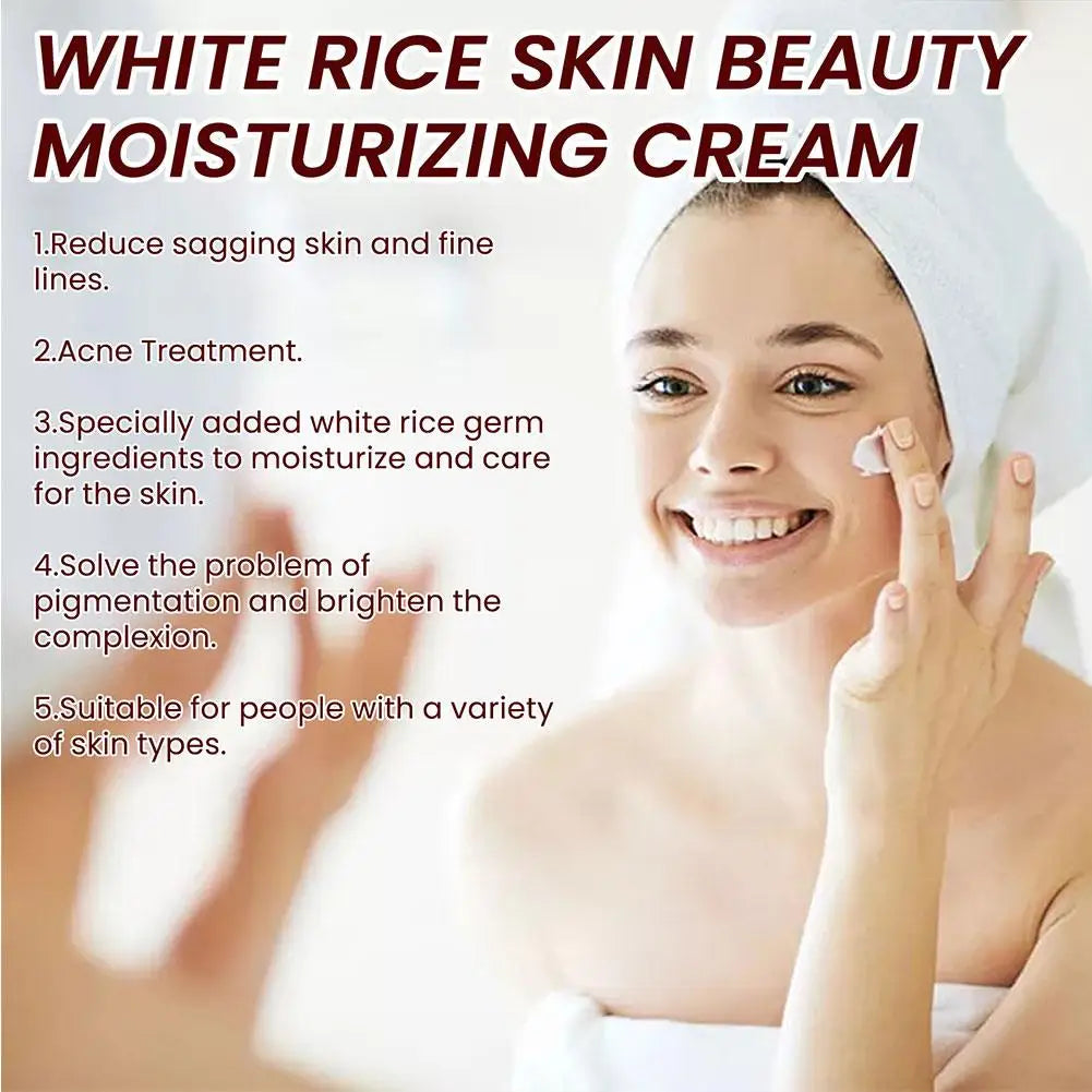 White Rice Essence Brightening Face Cream 30g – Lightweight Moisturizer for All Skin Types Peaceful Pleasures Health and Wellness