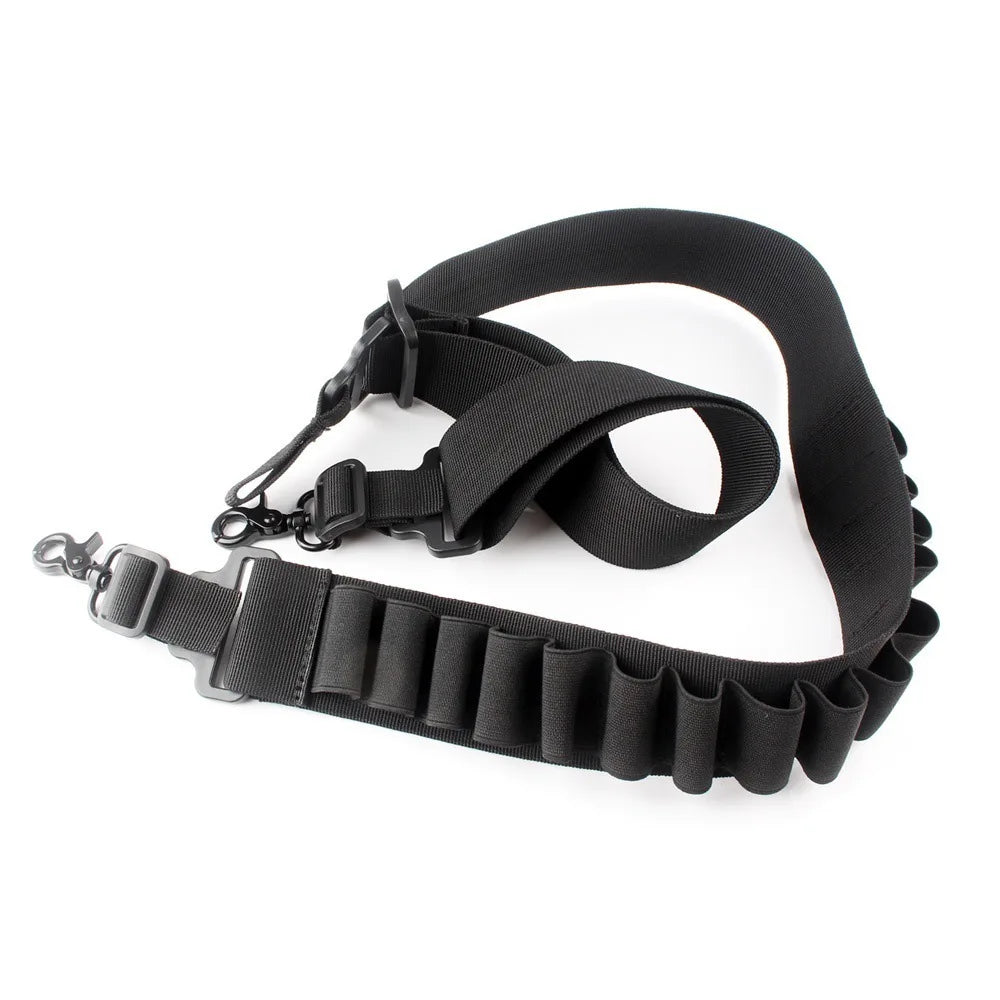 Tactical Double Point Shooting Gun Sling 15 Round Shotgun Shell Bandolier 12& 20 Gauge Stealth Rifle Ammo for Shell Count Peaceful Pleasures Health and Wellness