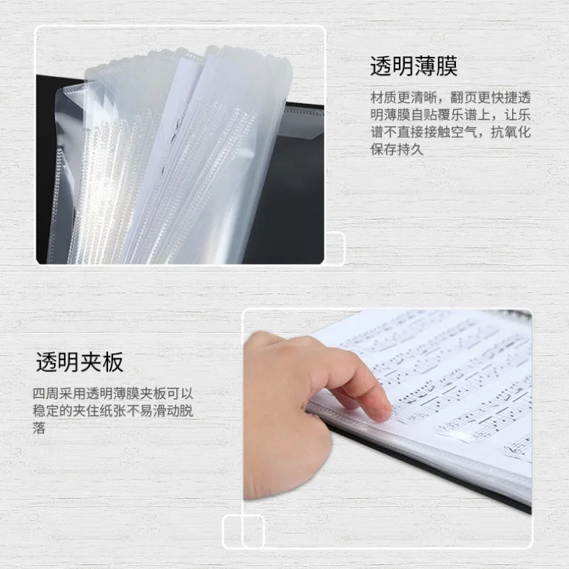 Flexible 40 Pages Piano Music Score Folder Smooth Expanded A4 Sheet