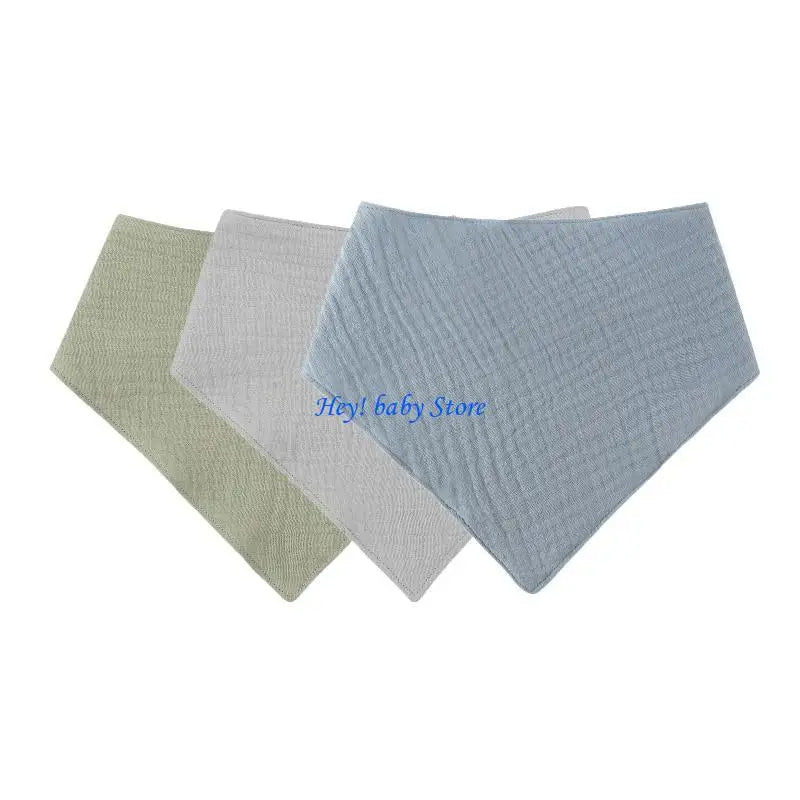 3-Pack Soft Cotton Baby Bibs | Triangle Drool & Burp Cloths