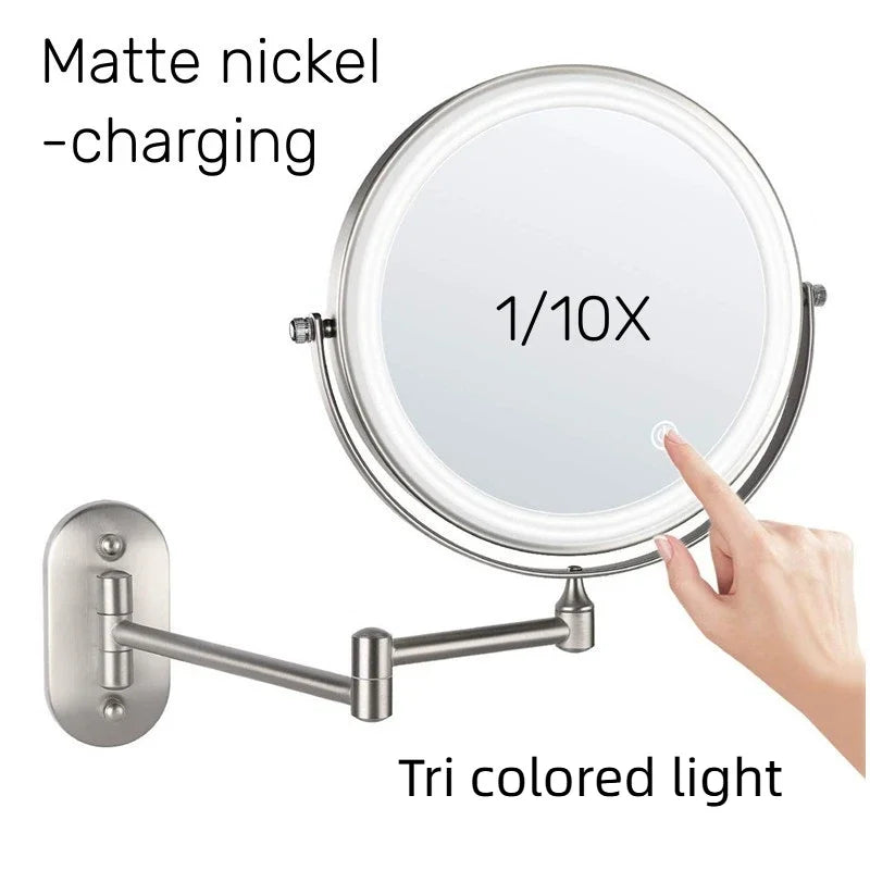 Wall Mounted LED Makeup Mirror 8" | 10x Magnifying Touch Dimmer