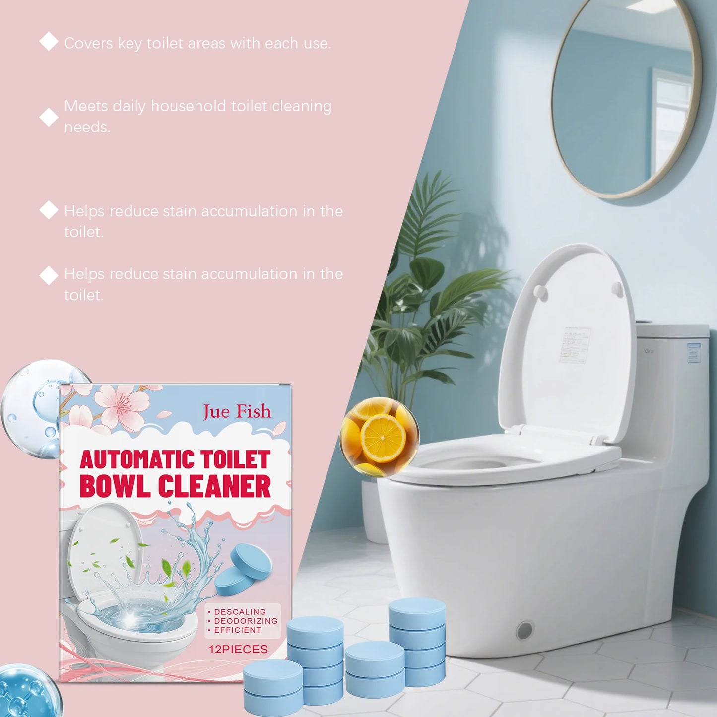 12-Pack Toilet Cleaning Tablets – Stain & Odor Remover