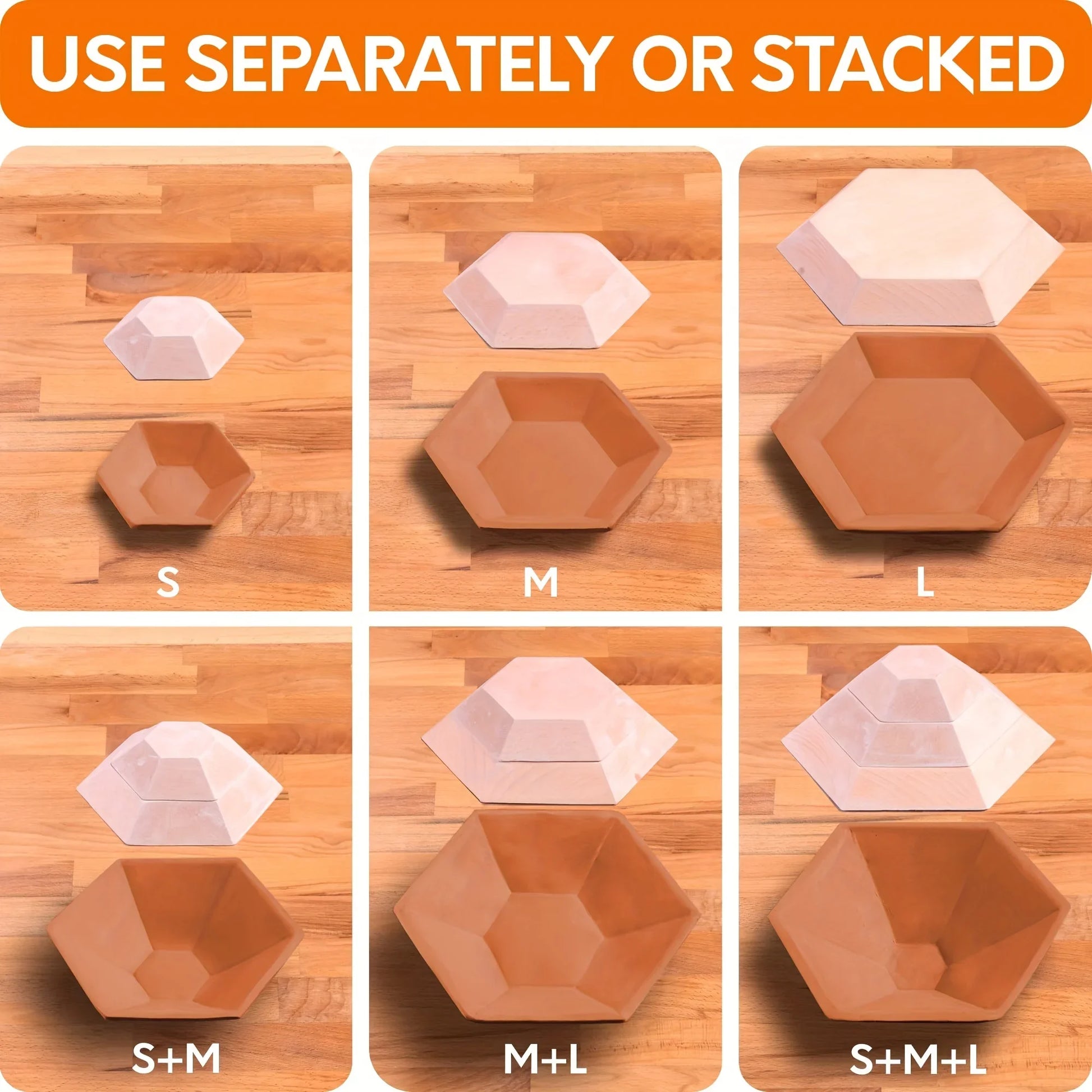 Hexagonal Pottery Molds Set for Bowls & Plates Ceramic Interchangeable Handle Clay Rapid Prototyping Geometric Reusable Molds Peaceful Pleasures Health and Wellness