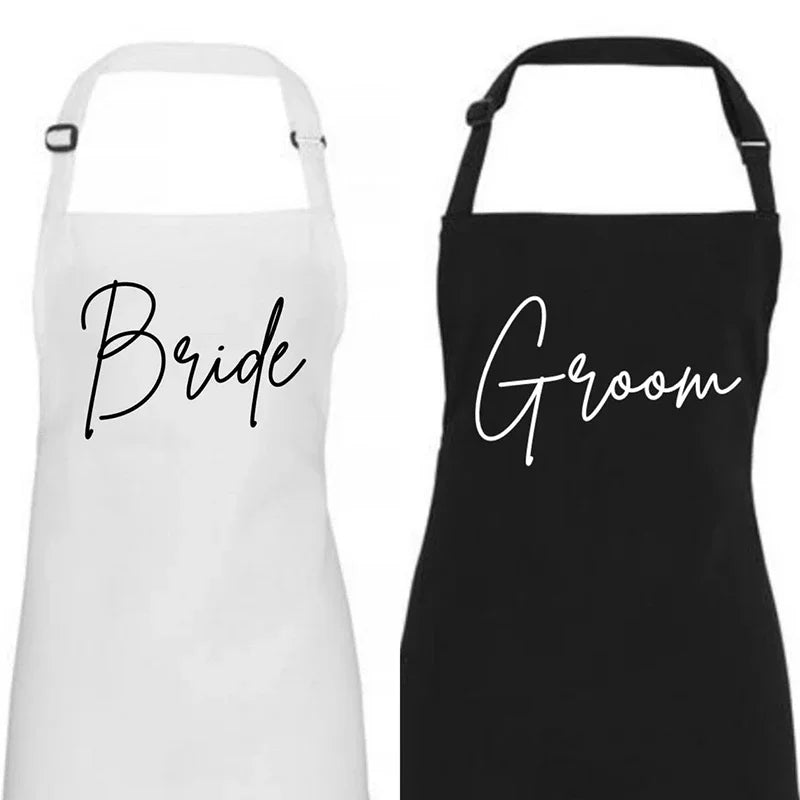 Bride & Groom Wedding Apron Set | Mr & Mrs Bridal Gift Wedding Couple Apron Peaceful Pleasures Health and Wellness