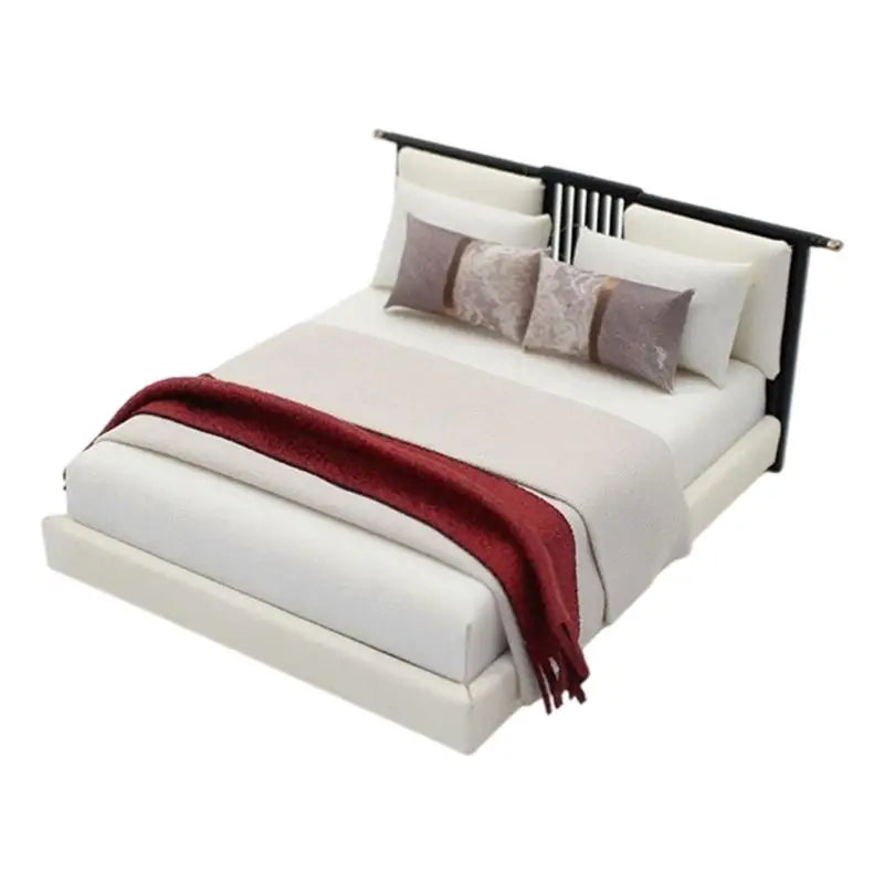 Miniature Single Bed Model – Cream ABS Dollhouse Bedroom Furniture
